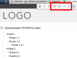 Version 15: Verschachtelte Punkte-Listen im WYSIWYG-Editor