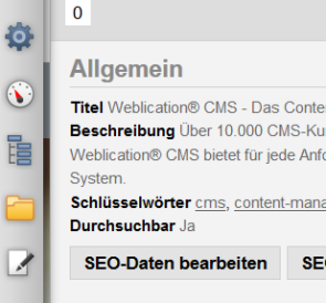 SEO-Maske in Seiteninfo aufrufbar