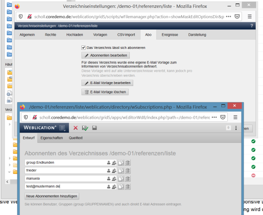 Version 15: Verzeichnis abonnieren