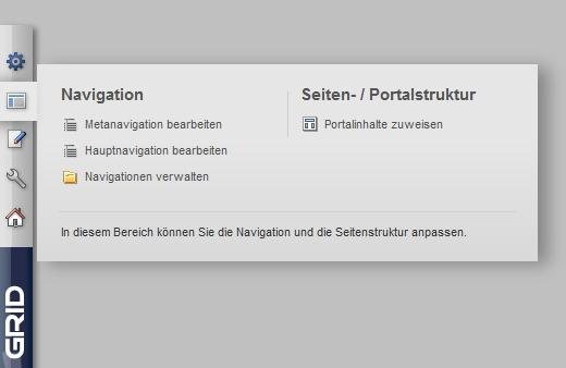 Navigation, Seiten-/Portalstruktur