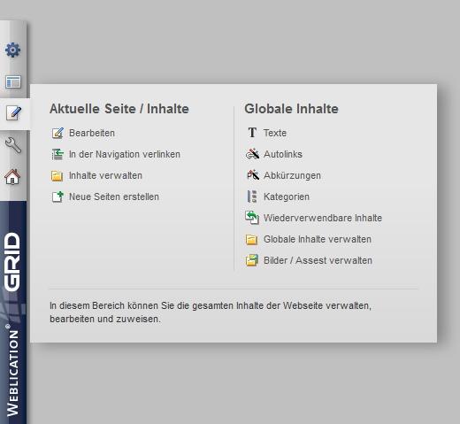 Aktuelle Seite / Inhalte, Globale Inhalte