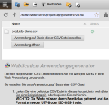 CSV-Datei generiert Web-Anwendung in Weblication®