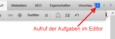 Aufruf der Aufgaben im Editor