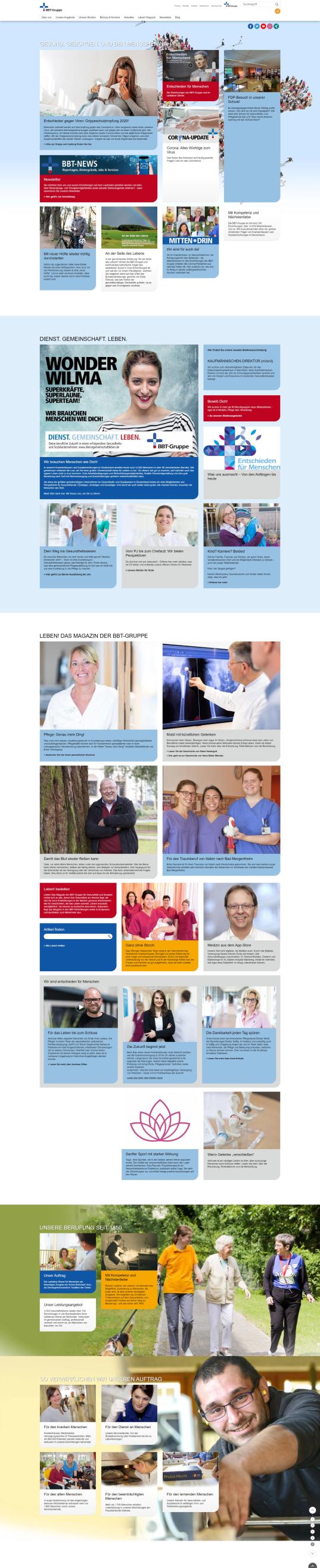 Startseite der BBT-Gruppe