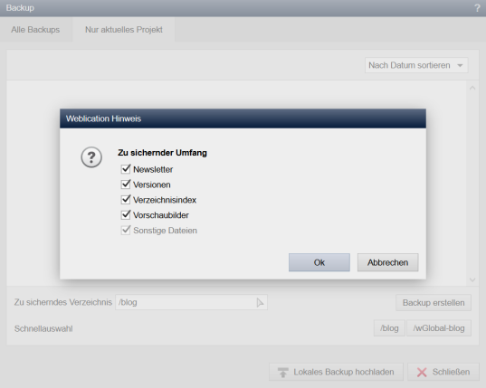 Backups/DSGVO: Ausschließen bestimmter Dateien