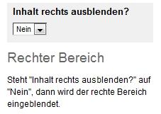 Bedingter Container rechts ausblenden in der Seitenpflege