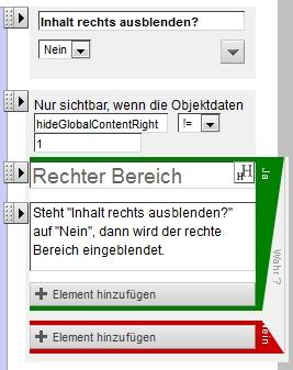 Bedingter Inhaltscontainer für Objekdaten rechst ausblenden
