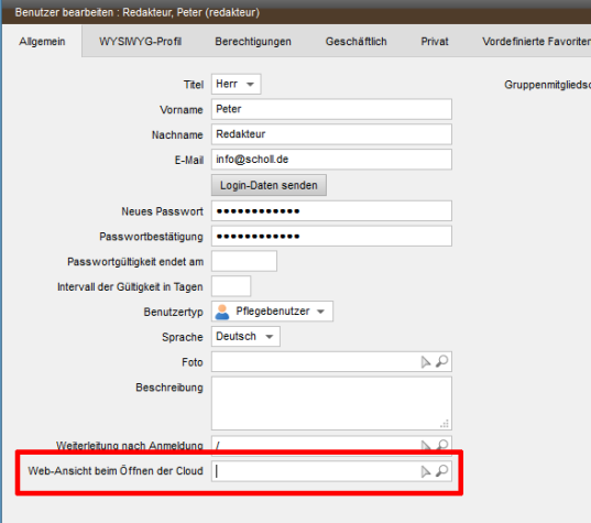 Öffentliche Benutzer in der CLOUD auf Verzeichnisse weiterleiten