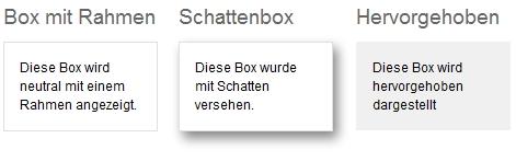 Verschiedene Darstellungsformen für Boxen