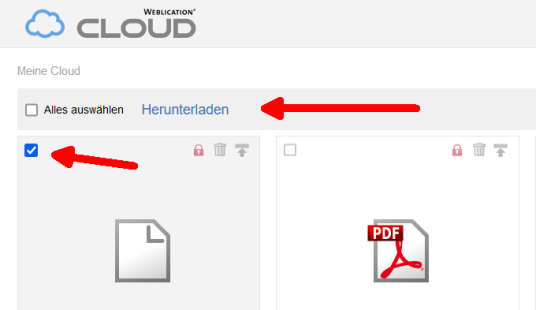 CLOUD: Mehrfach-Download in Web-Ansicht