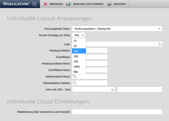 CLOUD: Konfigurierbare Blätternfunktion