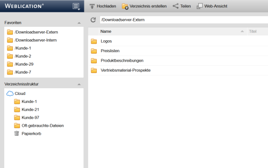CLOUD- und Share-Funktionen für Ihren WebSpace