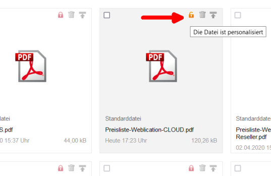 CLOUD: Web-Ansicht - Anzeige, ob Datei personalisiert ist