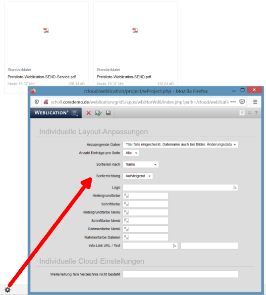 CLOUD - Sortierung der Ausgabe einstellen