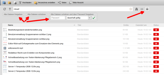 CLOUD: Alle Dateien im Verzeichnis gleichzeitig schützen oder freigeben