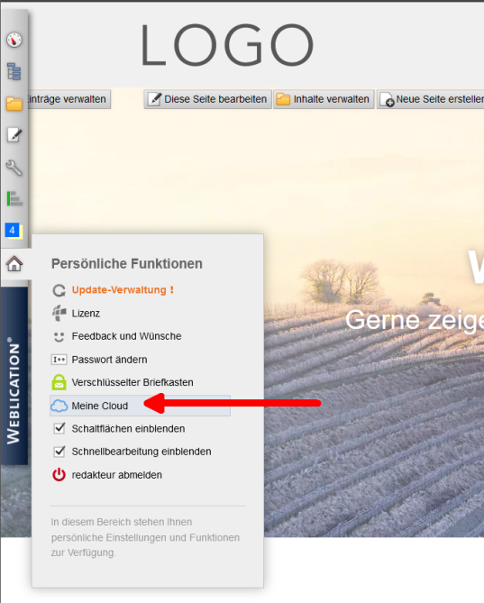 CLOUD aufrufen als Redakteur