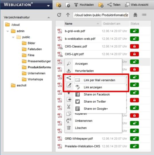 Teilen über Cloud-Funktion