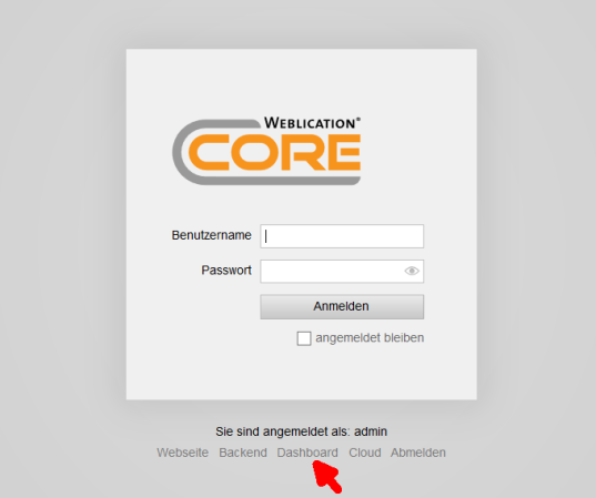 Dashboard über /weblication erreichbar