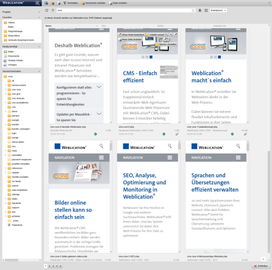 Vorschau-Ansicht im Datei-Explorer - Smartphone