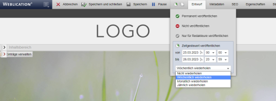 Version 18: Seiten intervallgesteuert online/offline schalten