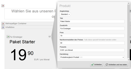 Datenfragment: Eingabemaske der CSS-Only Variante "Produktvergleich Produkt"