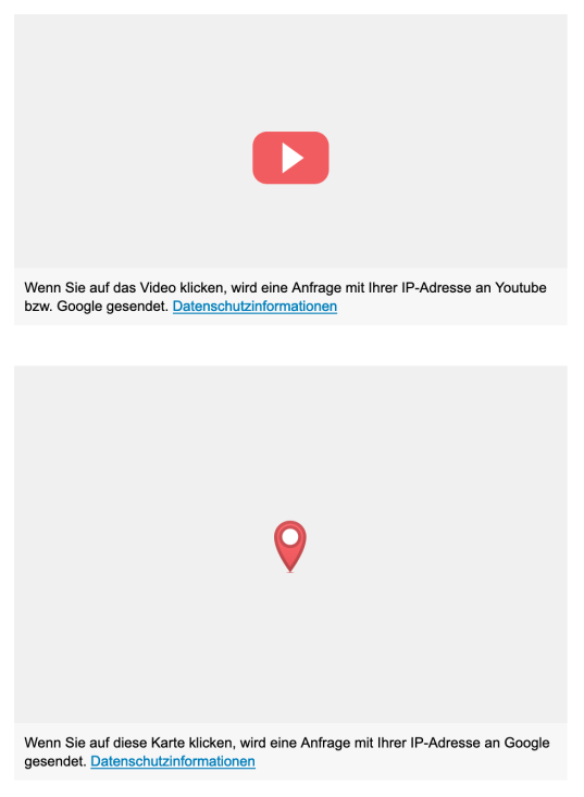 Datenschutzkonforme Anzeige externer Dienste in Website