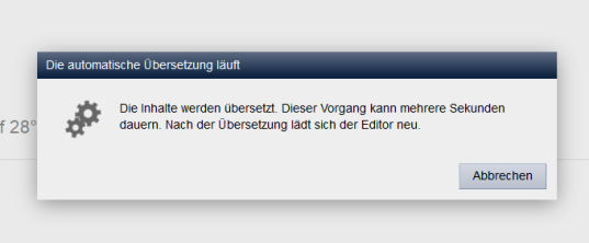 Editor: Laufende automatische Übersetzung