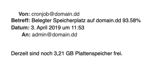 Freien Speicherplatz automatisch per E-Mail erhalten