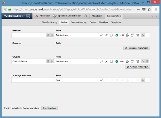 Einrichten Verzeichnis- und Datei-Rechte
