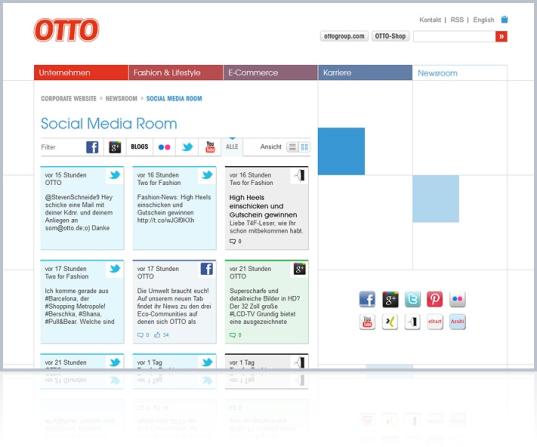 Beispiel Social Media Raum auf otto.com