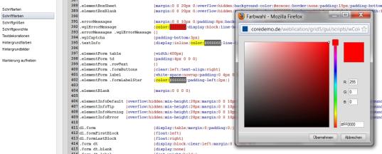 Farbauswahl direkt im CSS-Code per  Doppelklick einblenden