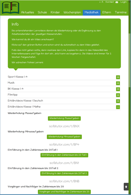 Mediathek + Wochenpläne für Schulen in der Corona-Krise