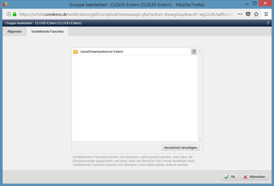Favoriten innerhalb von Gruppen definieren