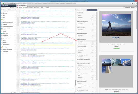 IDE: Markierung der im Quelltext bearbeiteten CSS-Only Variante