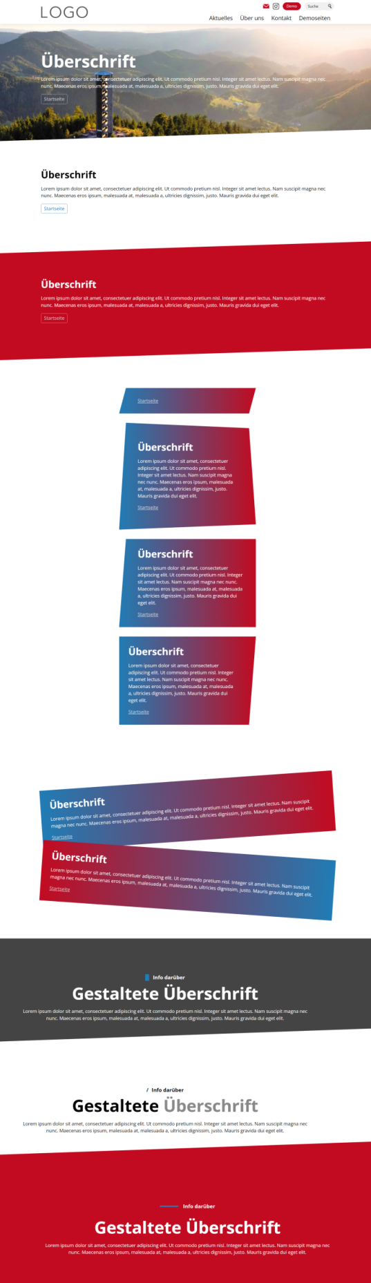 Beispiele für Formen von Inhaltsbereichen und Inhaltsboxen