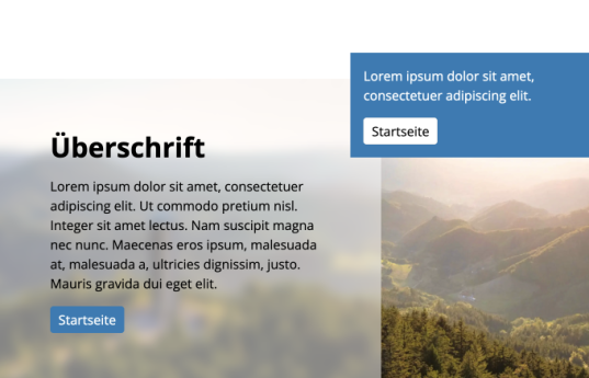 Inhaltsbereich mit Inhaltsbox rechts oben überlappend