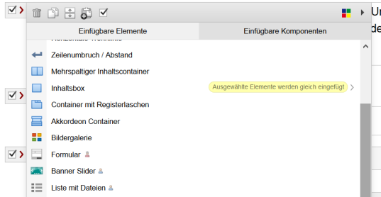 Umschließen mehrerer markierter Elemente mit einer Inhaltsbox