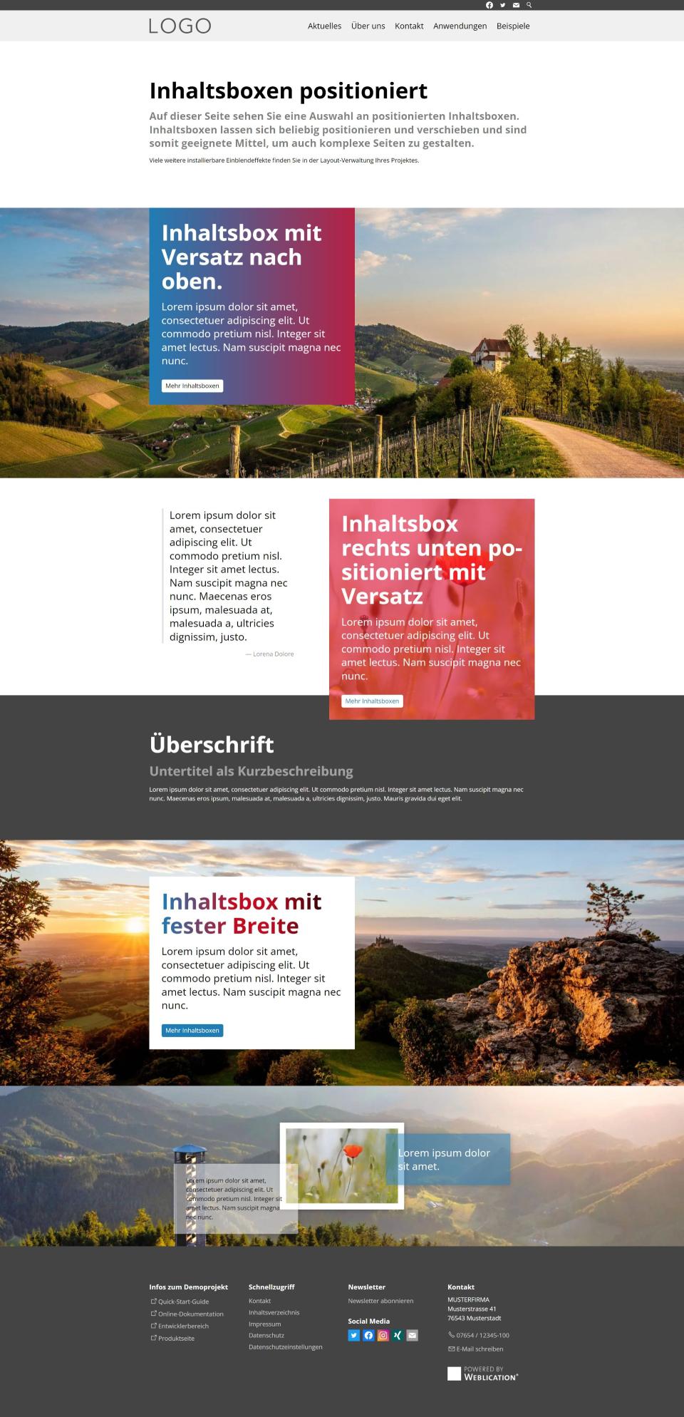 Beispiele - Inhaltsboxen positioniert