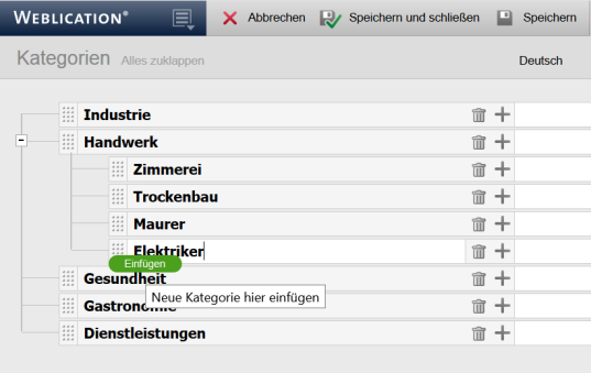 Neuer Kategorieneditor