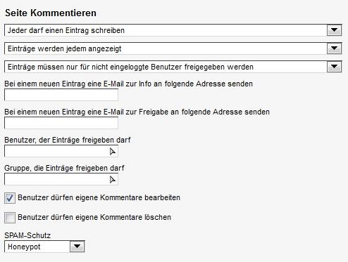 Kommentar-Weblic konfigurieren