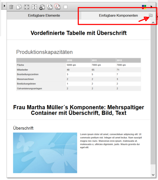 Komponenten einfügen