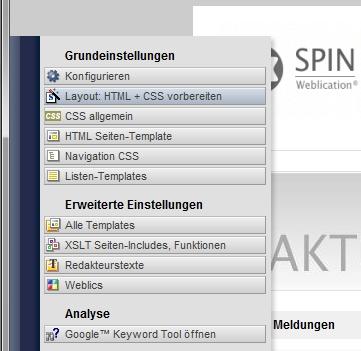 Layout direkt in der Website erstellen