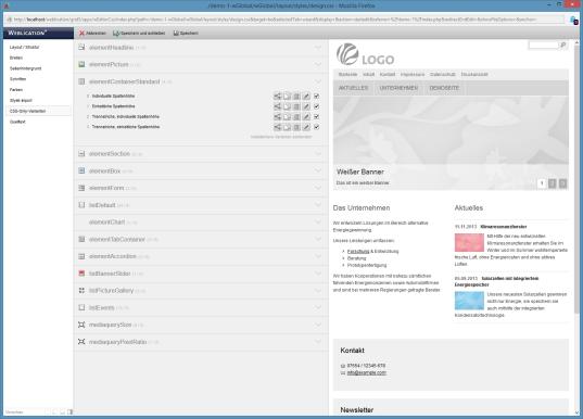 Fix positionierte Bereichsnavigation