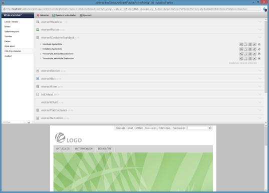 Fix positionierte Bereichsnavigation