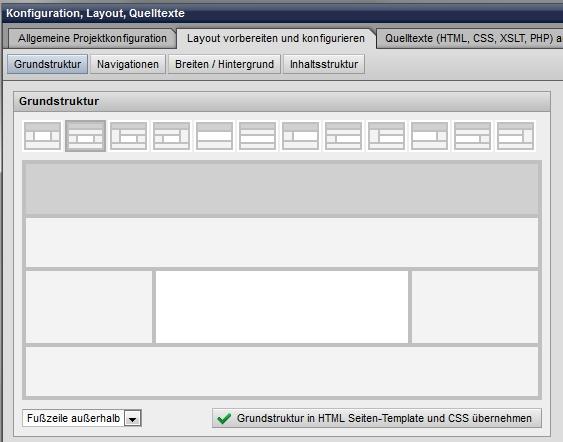 HTML und CSS über Auswahl der Grundstruktur vorbereiten