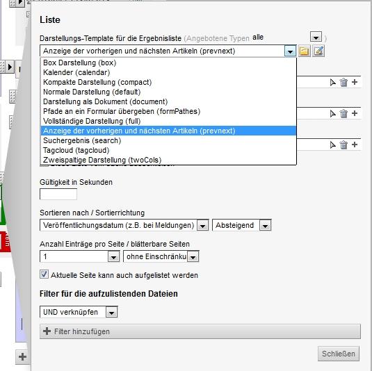 Innerhalb einer Listen-Detailseite zur vorigen/nächsten Seite springen