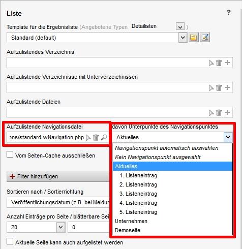 Navigationspunkte aus Überschrften generieren: Konfiguration