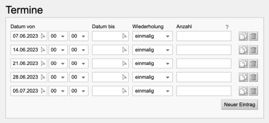 Editor: Veranstaltungskalender - Wiederholungen in einzelne Termine auflösen
