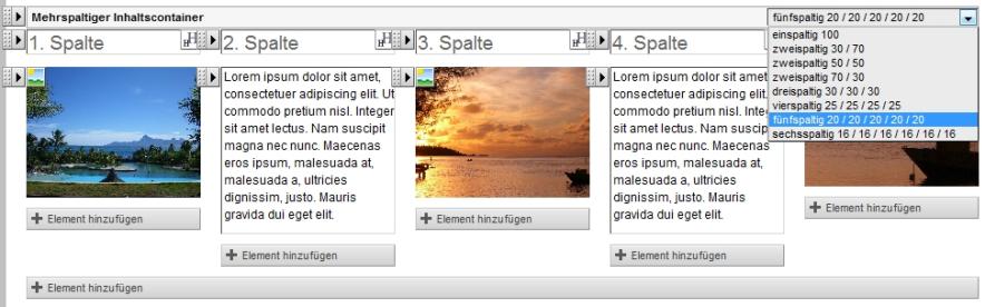 Mehrspaltiger Inhaltscontainer