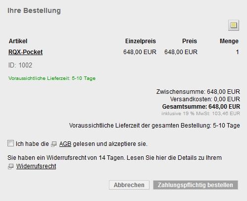 Button-Lösung für den Weblication Mini-Shop